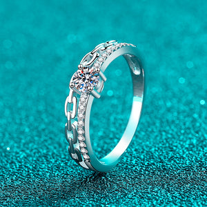 Chain Link Moissanite Engagement Ring