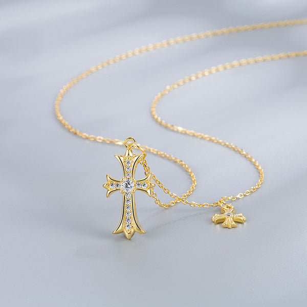 Iris Flower Cross Necklace