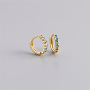 Blue Gemstone Boho Huggie Hoop Earring