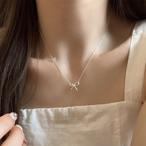 Double Bow Tie Bowknot Pendant Necklace
