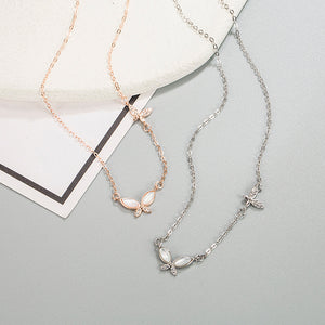Mother Of Pearl Butterfly Pendant Necklace