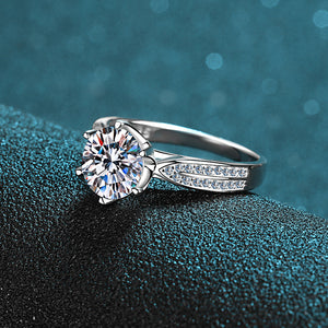 Six-Prong Moissanite Pave Engagement Ring