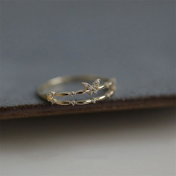 Double Layered Butterfly Ring