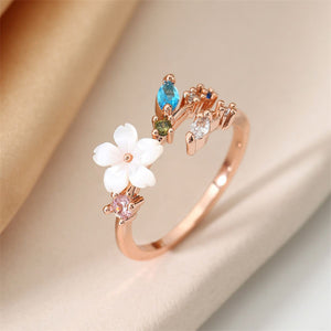 Mother Of Pearl Flower Bypass Ring