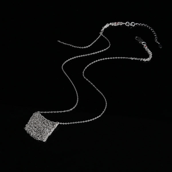 Silver Braided Lucky Bag Necklace