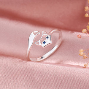 Dainty Cute Fox Stacking Bypass Ring