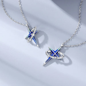 Blue Star Planet Matching Couple Necklace