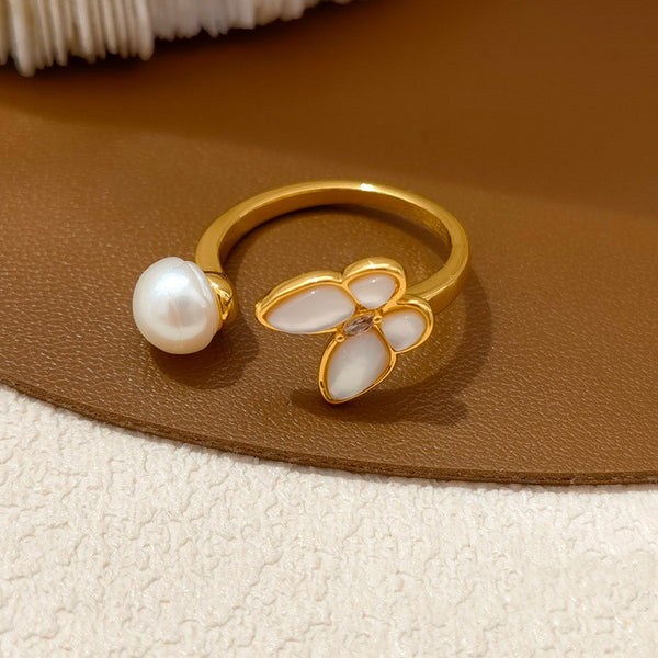 Butterfly Pearl Stackable Ring
