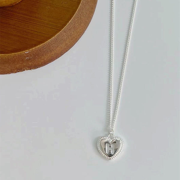 Letter H Heart Pendant Necklace