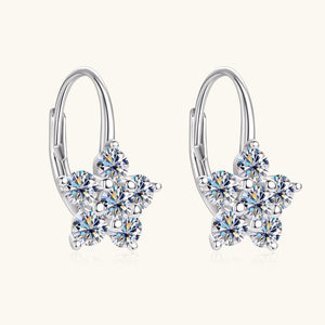 Moissanite Flower Lever Back Hoop Earrings