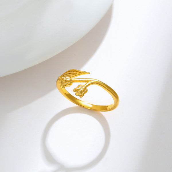Gold Tulip Flower Ring