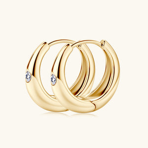 Moissanite Huggie Hoop Statement Earrings