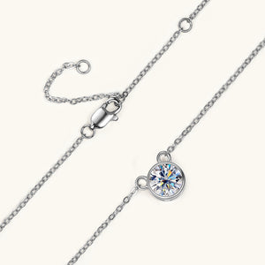 Solitaire Round Moissanite Charm Necklace
