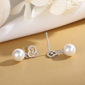 Dainty Pearl Cloud Drop Stud Earrings