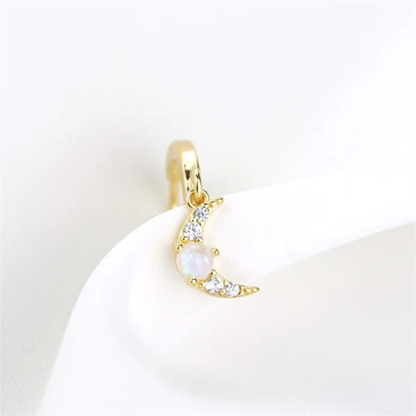Gold Star Moon Opal Earrings