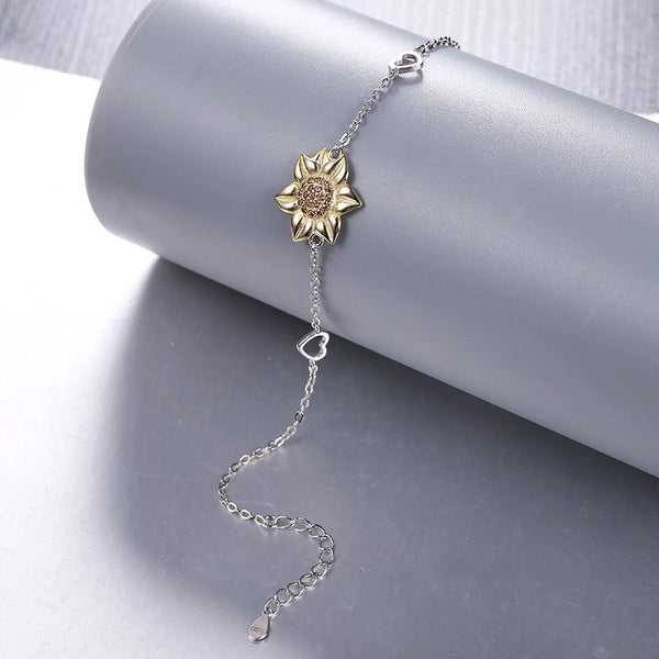 Gold Sunflower Charm Bracelet