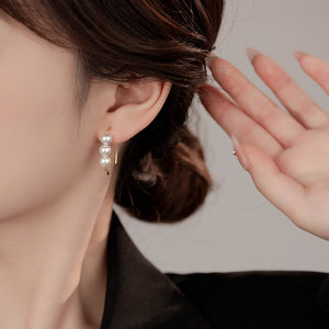 Minimalist White Pearl Cluster Hook Earrings