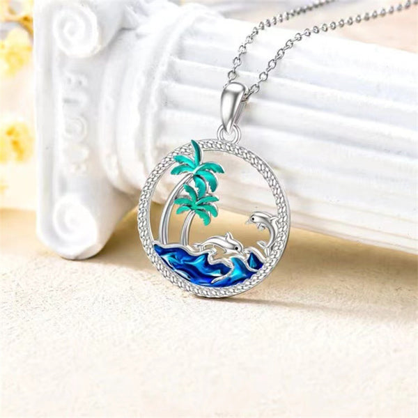 Ocean Coconut Tree Charm Necklace
