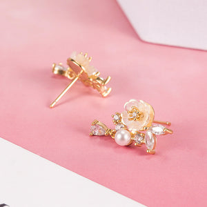 Magnolia Flower Drop Statement Earrings