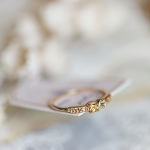 Elegant Rose Cut Citrine Stacking Ring
