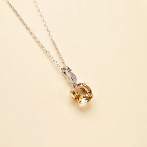 Dainty Round Cut Citrine Charm Necklace