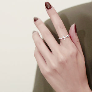 Cross Heart Faith Love Symbol Stacking Ring