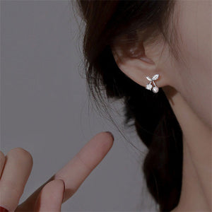 Pearl Cherry Fruit Wedding Stud Earrings