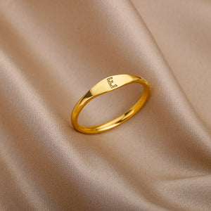 Gold Initial Letter Stacking Band Ring