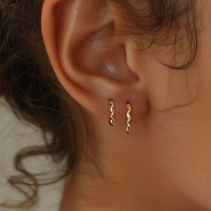 Minimalist Gold Twist Huggie Hoop Earrings