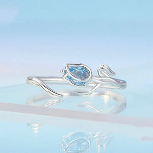 Blue Tulip Flower Stacking Bypass Ring