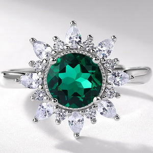 Emerald Ruby Sunflower Statement Ring