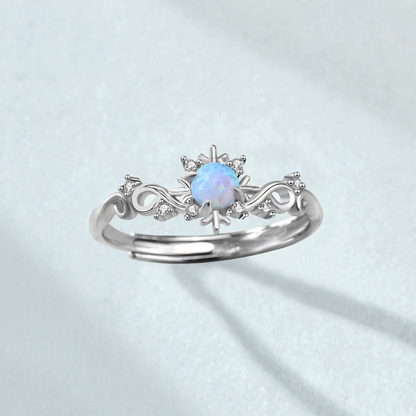 Silver Opal Snowflake Ring