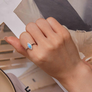 Marquise-Opal-Cabochon-Nebelblick-Halo-Ring