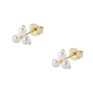 Petites boucles d'oreilles puces de mariage à trois perles