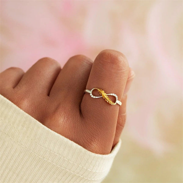 Gold Feather Mobius Ring