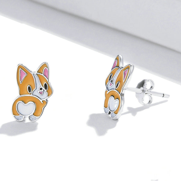 Cute Corgi Dog Stud Earrings