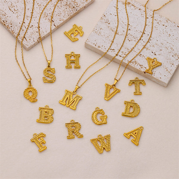 Gold Initial Letter Pendant Necklace