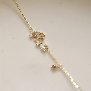 Gold Rose Flower Charm Stacking Bracelet