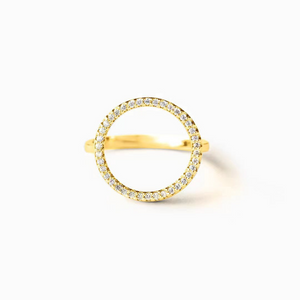 Minimalist Pave Circle Statement Ring