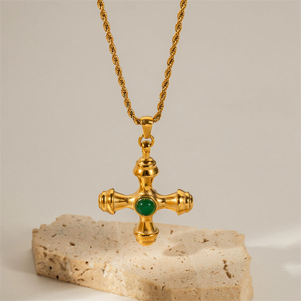 Gold Cross Tiger's Eye Necklace