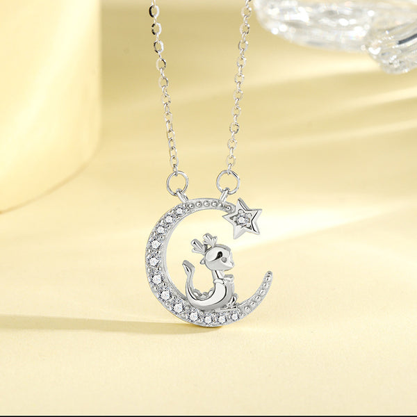 Moon Dragon Pendant Necklace