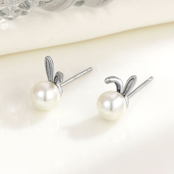 Pearl Bunny Stud Earrings