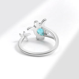 Blue Sea Turtle Starfish Stacking Ring