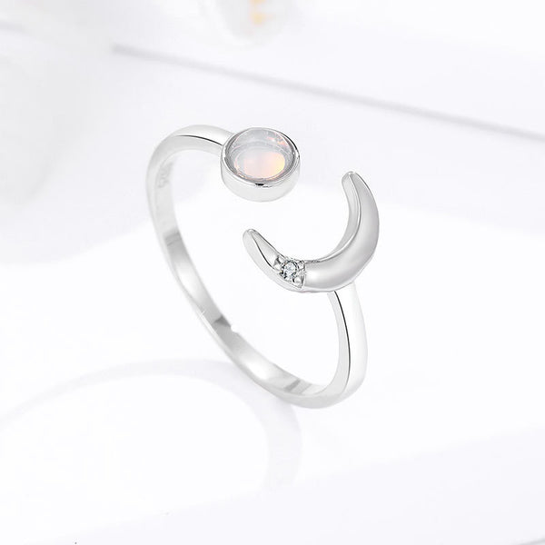 Opal New Moon Ring