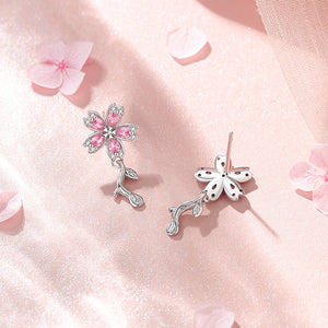 Pink Cherry Blossom Flower Stud Earrings