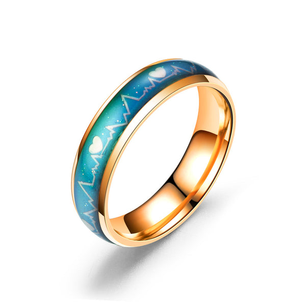 Heartbeat Discoloration Couple Ring