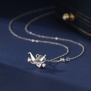Japanese Orizuru Paper Crane Bird Necklace