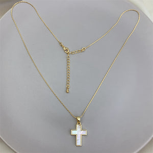 Mother Of Pearl Cross Pendant Necklace