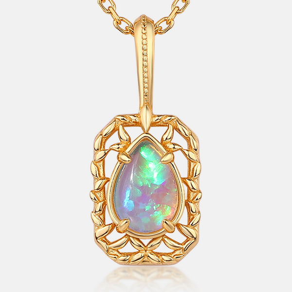 Gold Teardrop Opal Necklace