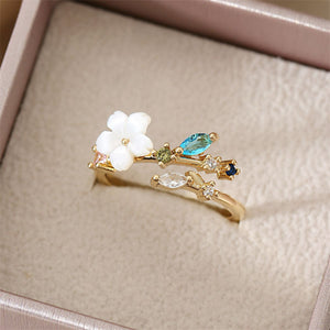 Mother Of Pearl Flower Bypass Ring